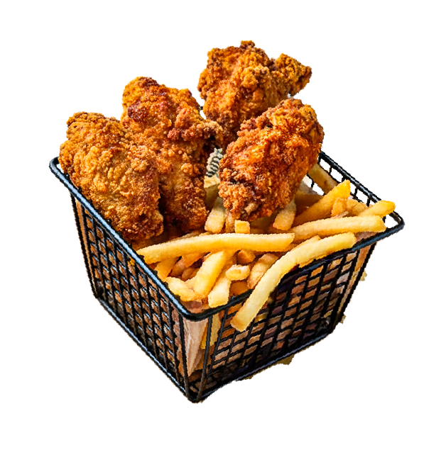 Skrzydełka fried chicken z frytkami