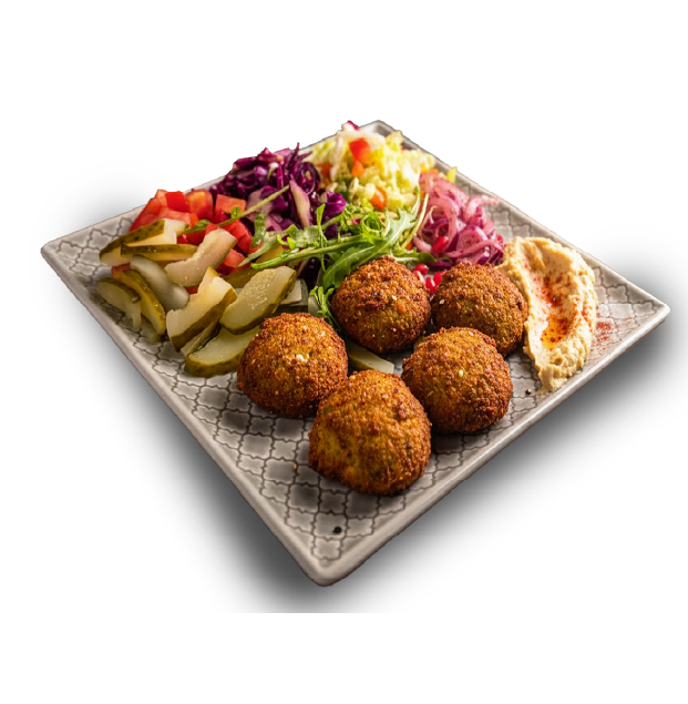Falafel talerz z hummusem i warzywami